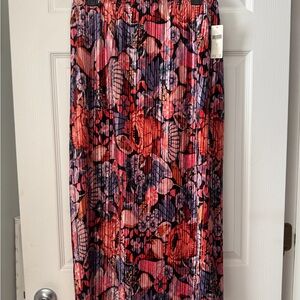 NWT Maeve by Anthropologie crushed velvet Floral Pleated midi Skirt